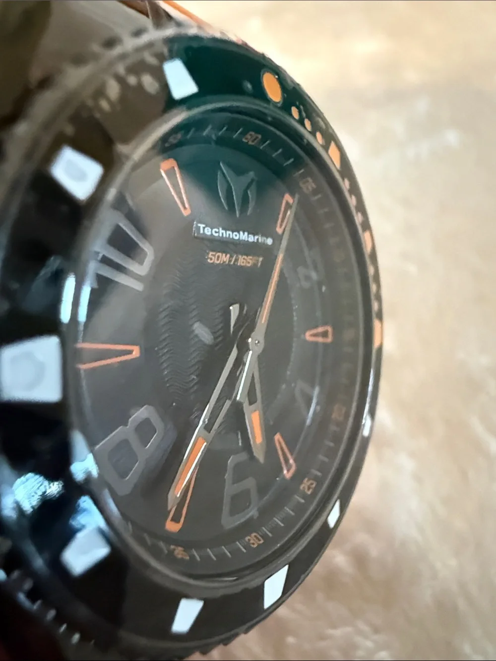 Technomarine Orange and Black Sport Watch with Bold Silicone Strap